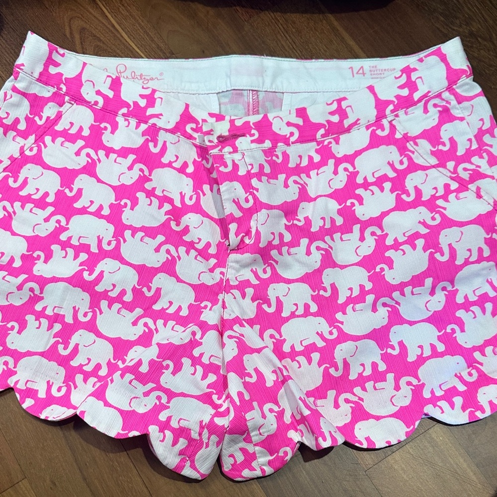 Lilly Pulitzer Pink and White Elephant Print Shorts